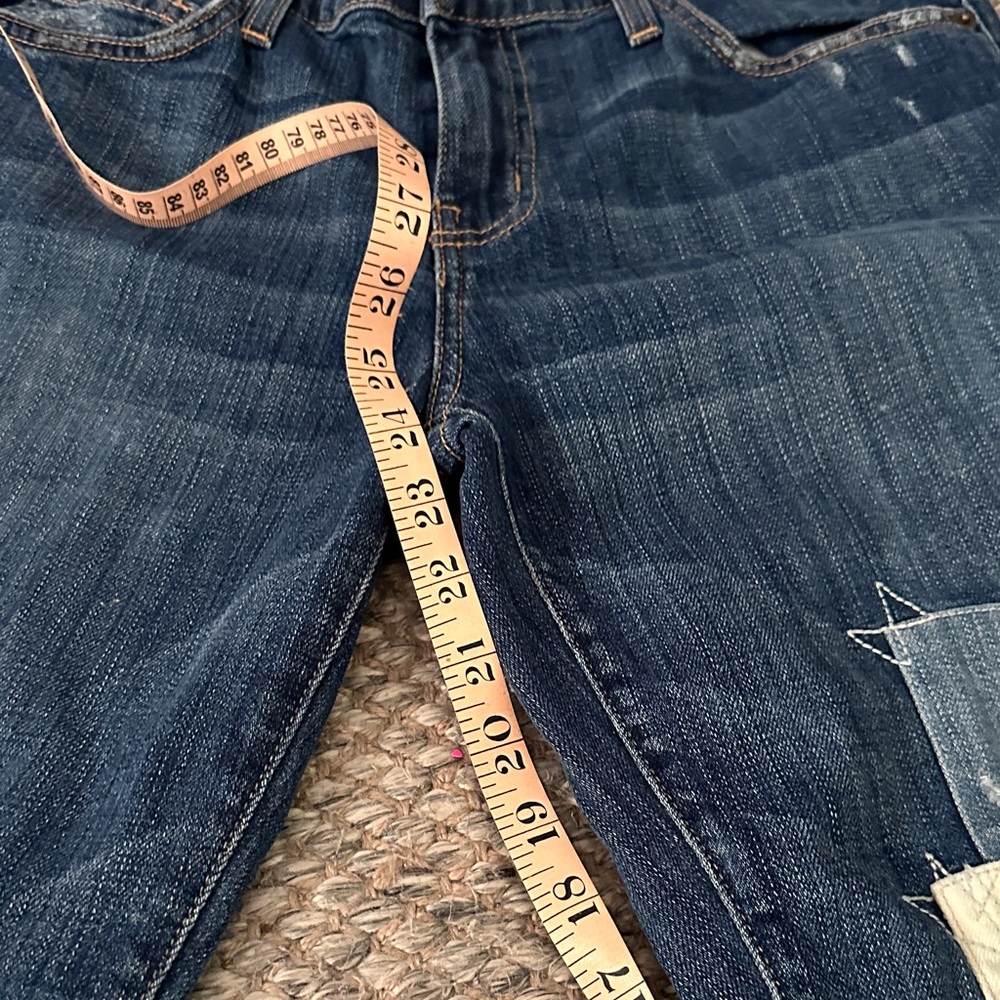 Current/Elliott Dark Blue Patchwork Cropped Jeans - image 6